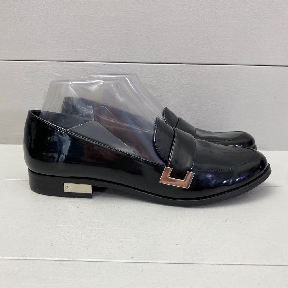 Marc Fisher Pagan Penny Loafers Womens 7M 7 Black Patent Synthetic Flat Shoes